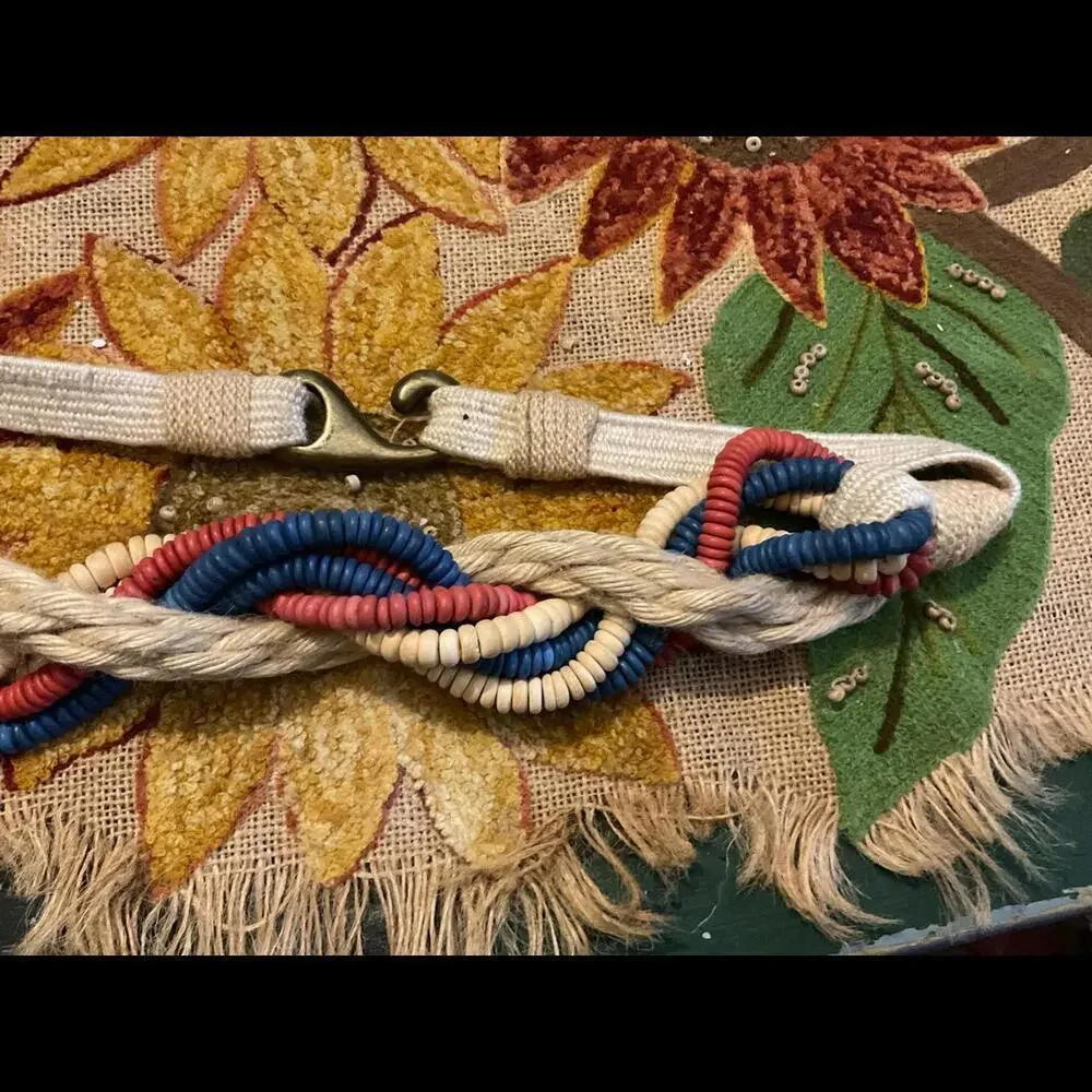 Colorful Braided and Beaded Rope Belt with hook